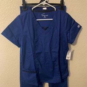 Blue scrub top and bottom
